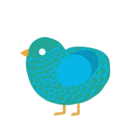 twitter birb, a turquoise and cerulean chicken with a lace pattern