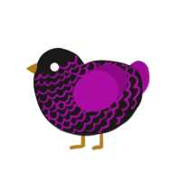 Nihilist Grrl, a sable and plum chicken with a lace pattern