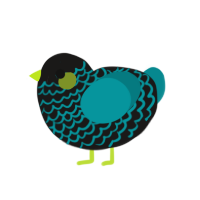 sinagtala, a sable and teal chicken with a lace pattern