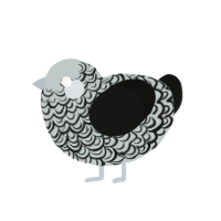 Priceless, a silver and white chicken with a double-lace pattern