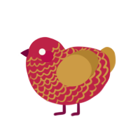 小晖, a crimson and gold chicken with a lace pattern