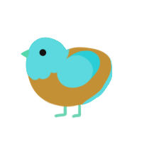 Ward, a gold and aqua chicken with a head pattern