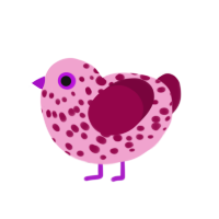 Canteen, a pink and maroon chicken with a speckle pattern