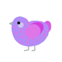 sweetarts, a lilac and orchid chicken with a speckle pattern