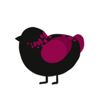 The Blister Exists, a black and maroon chicken with a neck-speckle pattern