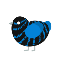 (unnamed), a black and sapphire chicken with a bar pattern