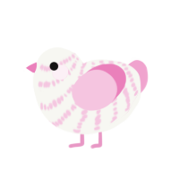 Peppermint, a white and pink chicken with a bar pattern