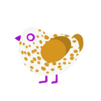 Cheesecake, a white and ochre chicken with a speckle pattern