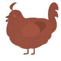 Brusset Sprout, a russet chicken with a double-lace pattern