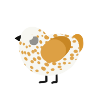 (unnamed), a white and orange chicken with a speckle pattern