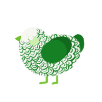 riese, a white and gluppy chicken with a double-lace pattern