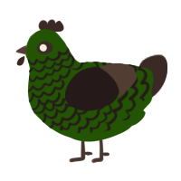 A lavender and silver chicken with a lace pattern