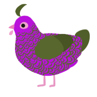 Exotic, a amethyst and olive chicken with a double-lace pattern