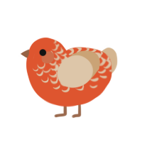 Orange Delight, a vermilion and beige chicken with a half-lace pattern