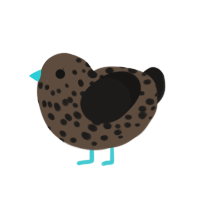 Burnt Nugget, a bark and sable chicken with a speckle pattern