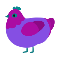 Coach, a blurple and plum chicken with a head pattern