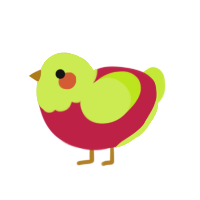 (unnamed), a crimson and lime chicken with a head pattern