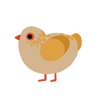 Clarke, a orange and honey chicken with a neck-speckle pattern