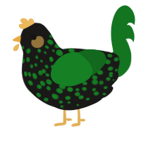 glunt, a sable and leaf chicken with a speckle pattern