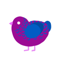 (unnamed), a plum and ultramarine chicken with a half-lace pattern