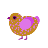 (unnamed), a ochre and orchid chicken with a speckle pattern