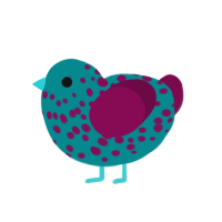 Wildberry, a teal and wine chicken with a speckle pattern