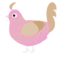 neapolitan, a pink and beige chicken with a lace pattern