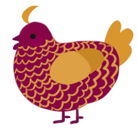 Jupiter, a maroon and orange chicken with a lace pattern