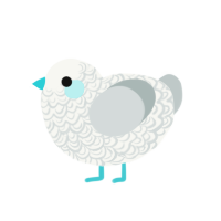 Spectre, a white and silver chicken with a double-lace pattern