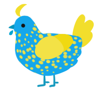 Futurefunk, a sky and yellow chicken with a speckle pattern