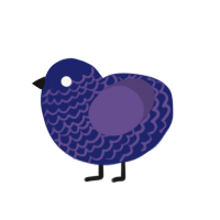 oho, a navy and overcast chicken with a lace pattern