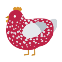 Seventeen, a crimson and mist chicken with a speckle pattern