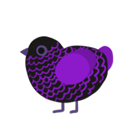 Neon Goth, a sable and violet chicken with a lace pattern