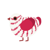 Piperita, a white and crimson chicken with a bar pattern