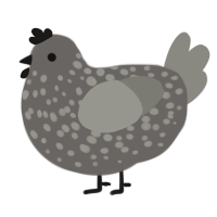 pebble, a grey and ash chicken with a speckle pattern