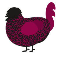 Red Goth, a sable and maroon chicken with a double-lace pattern