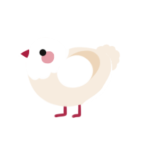 Millie-Feuille, a cream chicken with a head pattern