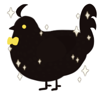 Gift Box, a black chicken with a speckle pattern