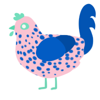 Tutti Frutti, a rose and ultramarine chicken with a speckle pattern