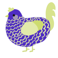 Illegitimate Son, a indigo and lemon chicken with a lace pattern