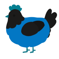 (unnamed), a sapphire and sable chicken with a head pattern