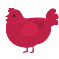 (unnamed), a crimson chicken with a neck-speckle pattern