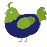 (unnamed), a navy and chartreuse chicken with a head pattern