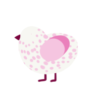 Freakus jr, a white and pink chicken with a speckle pattern