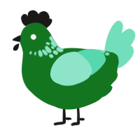 Honeydew, a leaf and mint chicken with a neck-speckle pattern