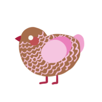 Gingerbread, a brown and pink chicken with a lace pattern