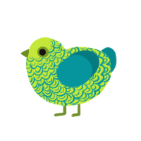 (unnamed), a lime and teal chicken with a double-lace pattern