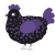 Pek, a sable and overcast chicken with a speckle pattern