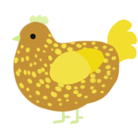 Banana Boat, a gold and yellow chicken with a speckle pattern