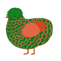 Mango, a leaf and vermilion chicken with a lace pattern